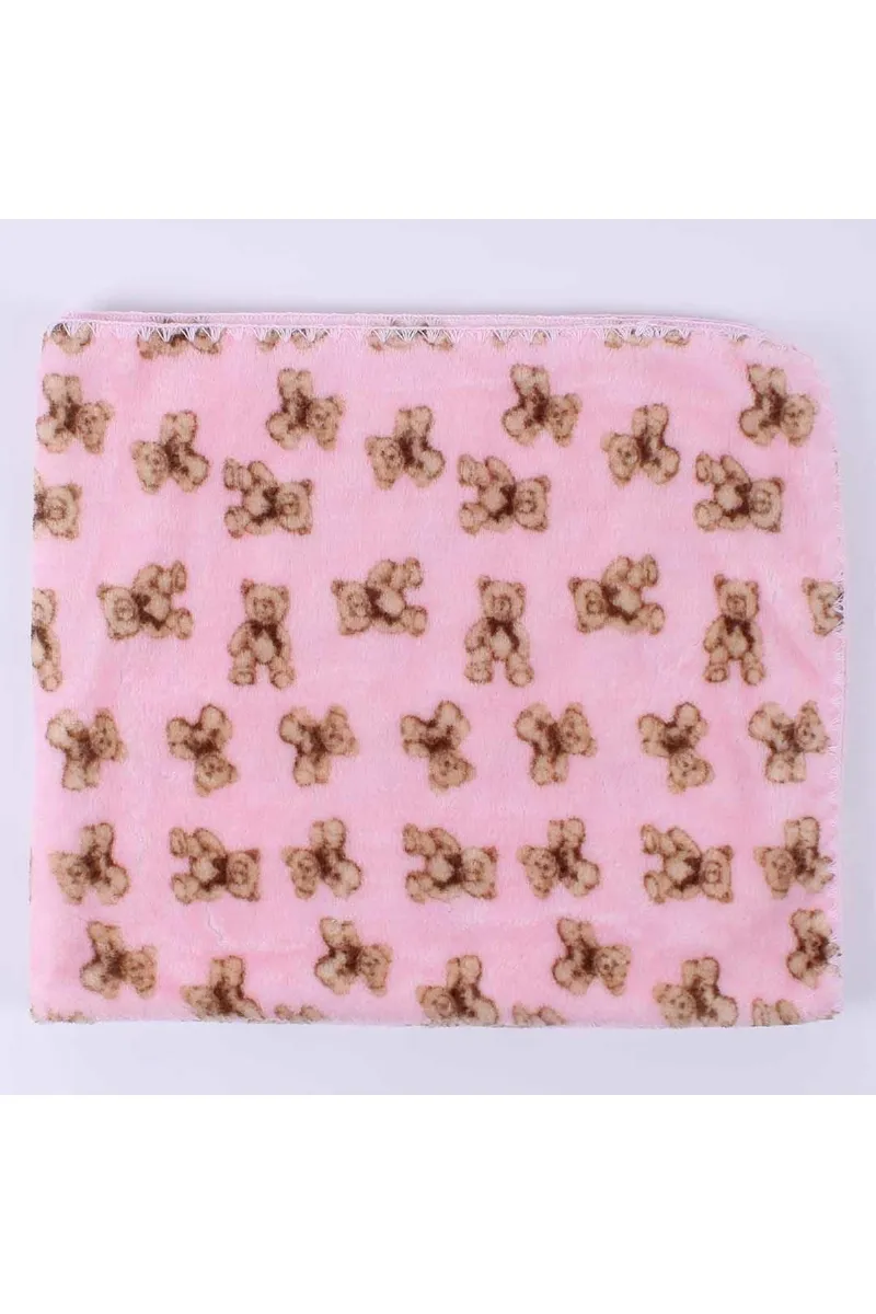 Pembe Ayıcık Desenli Polar Battaniye