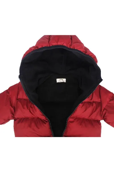 Bordo Kapşonlu Şişme Mont