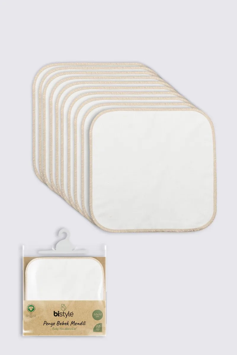 Bistyle Organik 20x20 10'Lu Penye Mendil 90102 Ekru