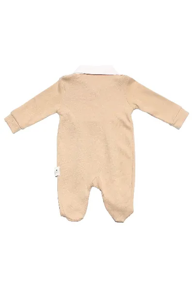 Erkek Bebek Kahve Yakası Yıldız Nakışlı Patikli Tulum