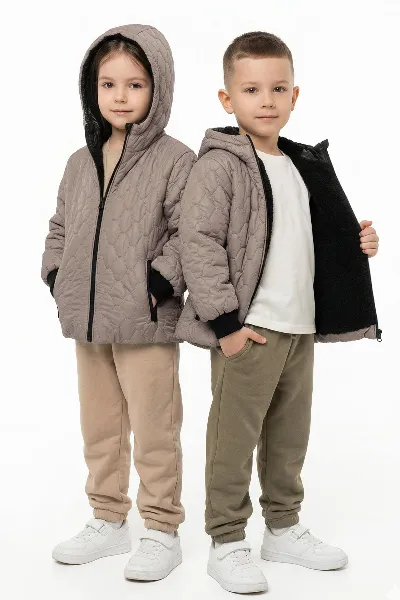 Unisex Vizon İçi Peluş Kapitoneli Mont
