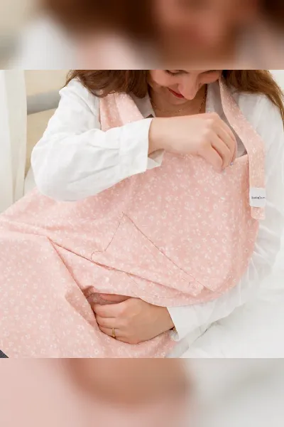 BabyJem Cepli Emzirme Önlüğü 323 Somon Çiçek