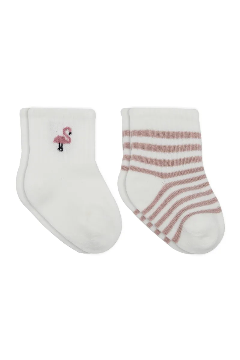 Bistyle Little Girl Penye Soket Çorap 2li 10139 Ekru Lila