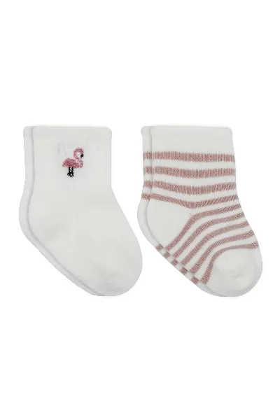 Bistyle Little Girl Penye Soket Çorap 2li 10139 Ekru Lila