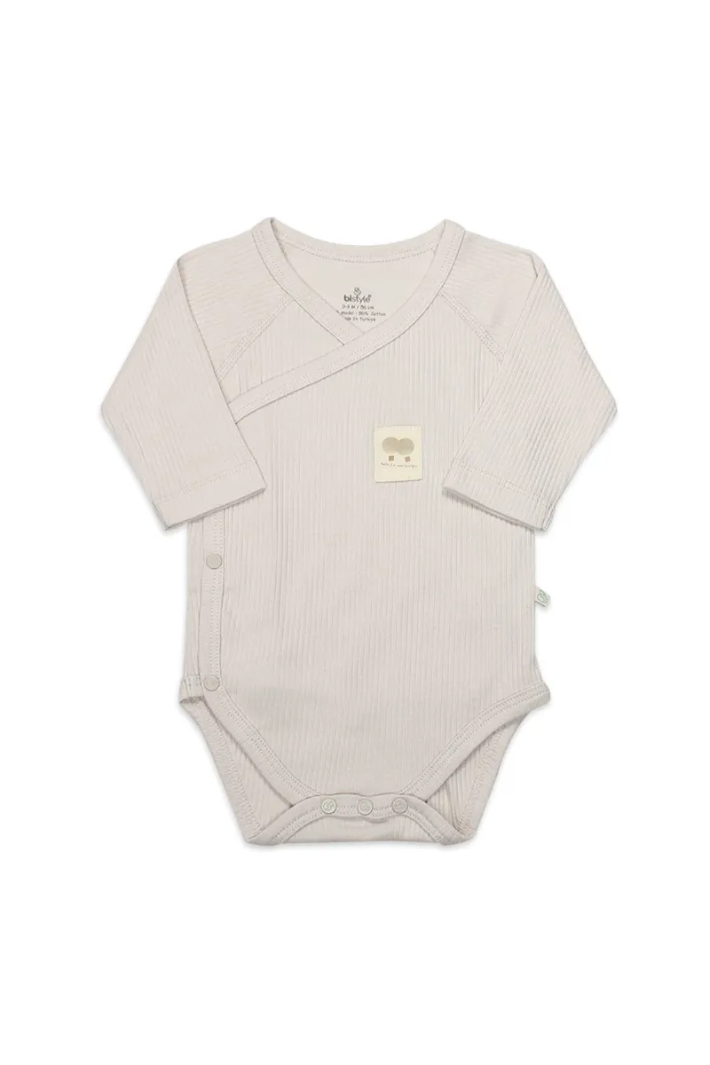 Bistyle Organic Modal Flying Balloons Kruvaze Uzun Kol Body BS17121 Bej