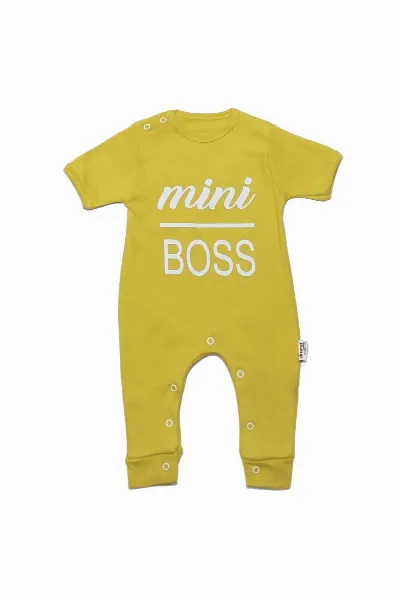 Mini Boss Yazılı Kısa Kollu Tulum - Hardal