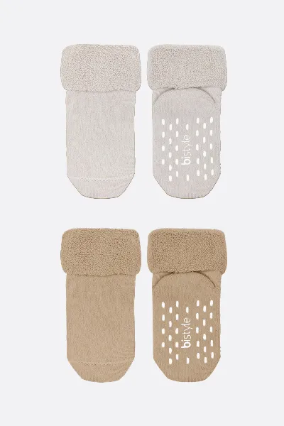 Bistyle 2li Havlu Soket Kaymaz Basic Girl 10507 Bej