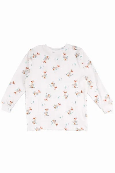 Unisex Ekru Ördek Baskılı Pijama Takımı