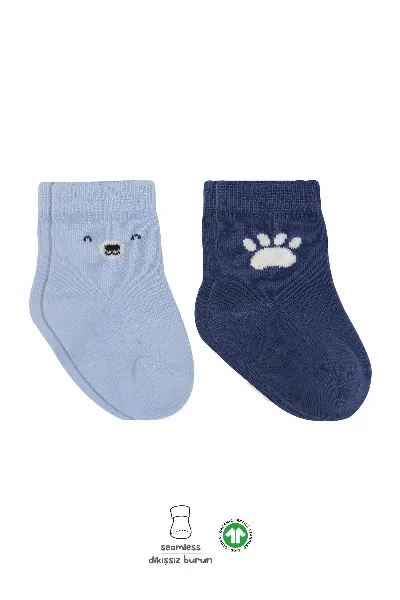 Bistyle 2li Bear Penye Soket Çorap 10116 Mavi