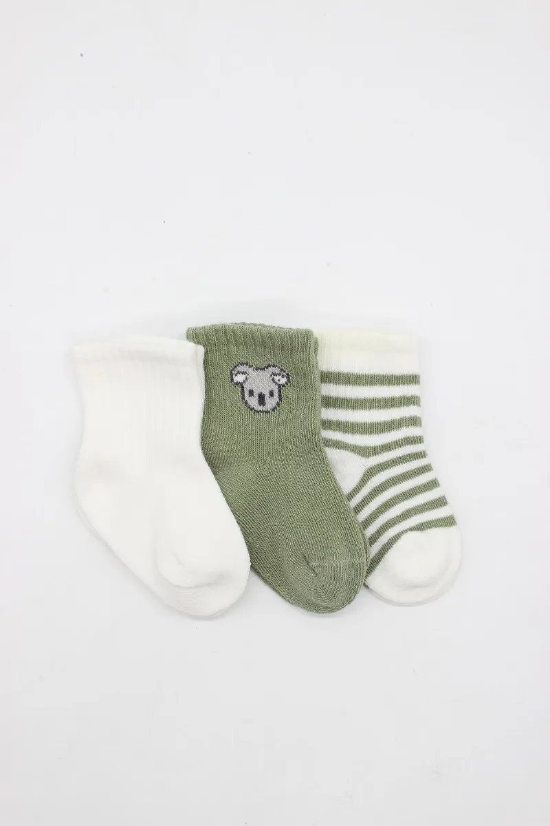 Bistyle Koala Boy 3'lü Penye Soket Çorap 10133 Ekru