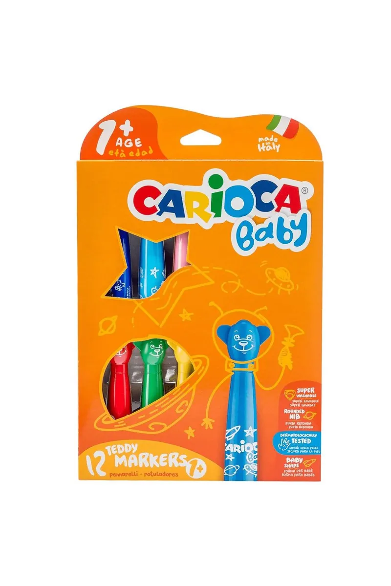 Carioca Teddy Jumbo Bebek Süper Yıkanabilir Keçeli Boya Kalemi 12'Li