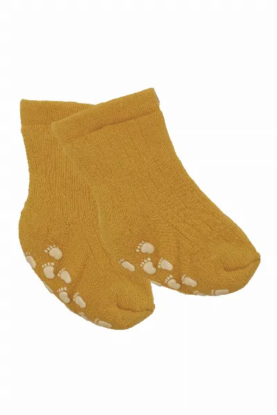 Unisex Sarı Kaydırmaz Taban Polar Çorap