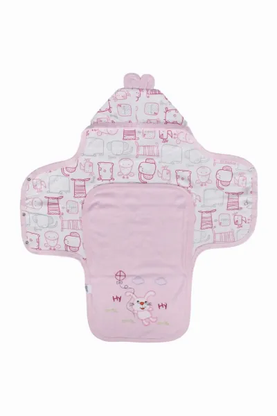 Unisex Pembe Renkli Hayvan Desenli Kundak Battaniye