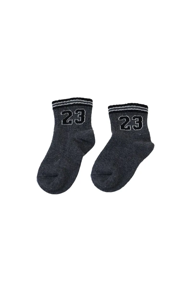 Bibaby Biorganic Number Yaş Kısa Soket Çorap 68422 Gri