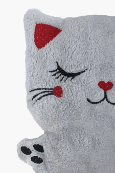 Unisex Kendinden Peluş Oyuncak Kedili Gri Fermuarlı Kapşonlu Hırka