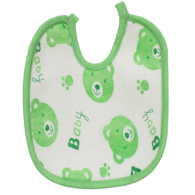 Unisex Yeşil Baby Ayı Desenli Havlu Su Geçirmez Önlük