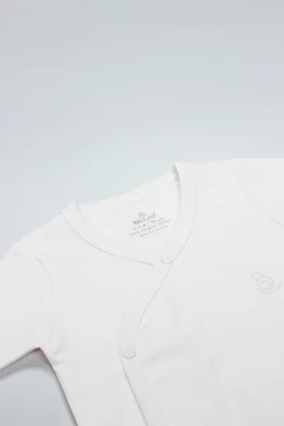 Bistyle Organik Natural Basic Style Kruvaze Uzun Kol Body BS17102 Beyaz