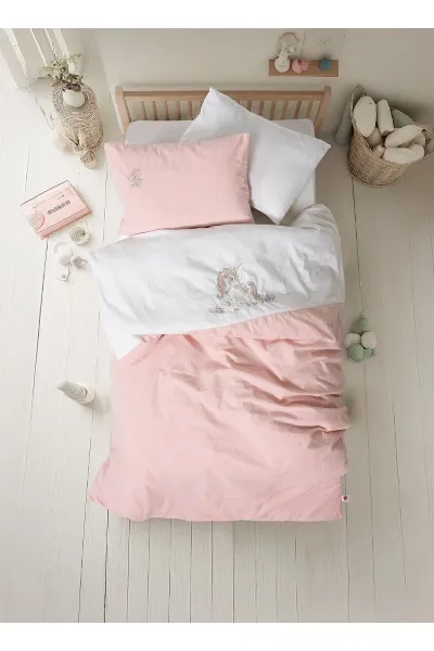 Cotton Box Cuddly Nakışlı Bebek Nevresim Takımı Beyaz