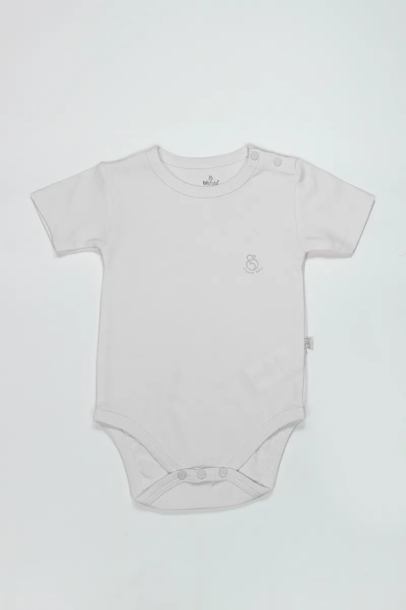 Bistyle Organik Natural Basic Style Yarım Kol Body BS17103 Beyaz