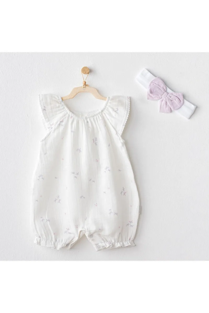 Andywawa AC25573 Magical Butterfly Müslin Bebek Tulum Takım White