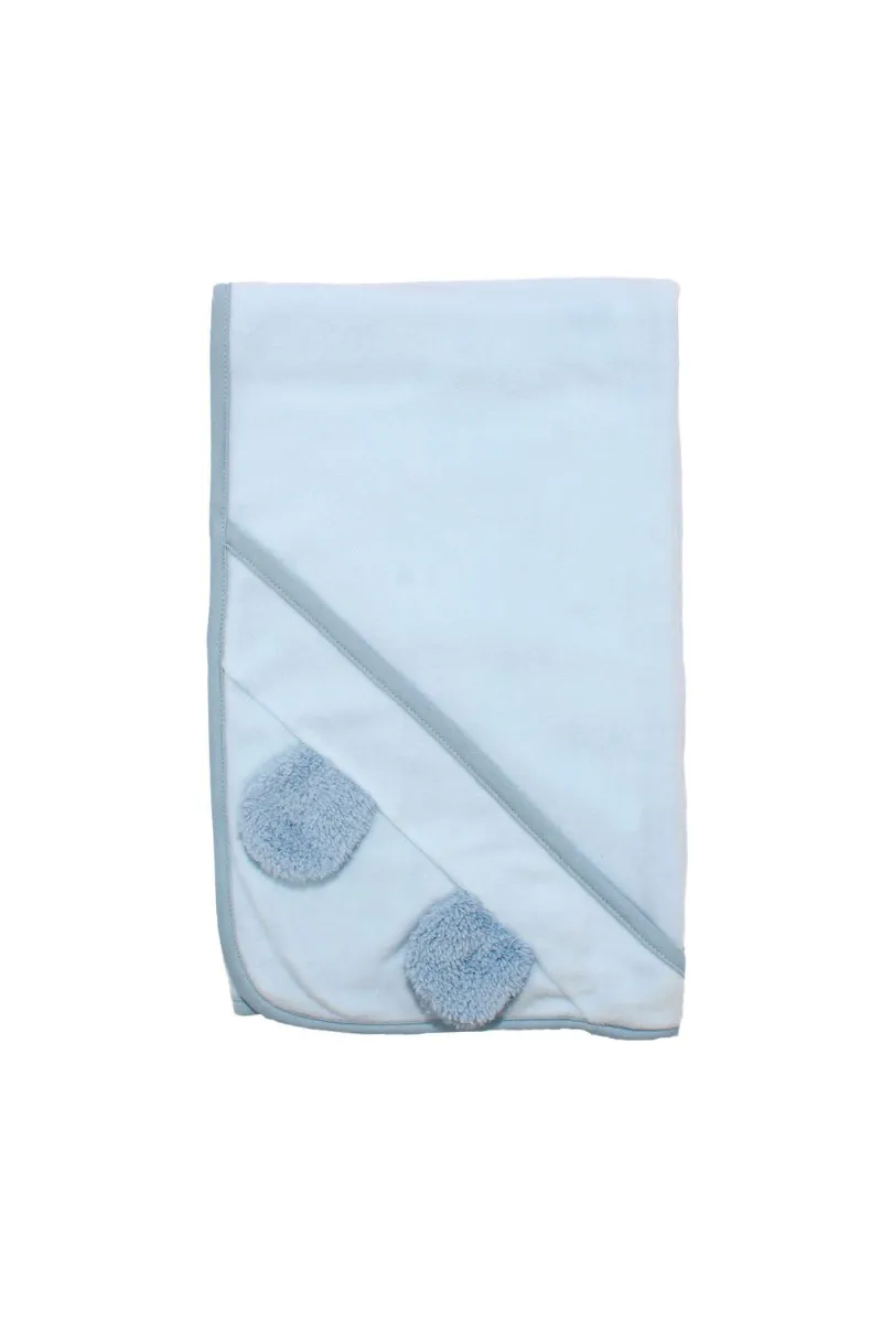 Unisex Mavi Polar Kulaklı Battaniye 90x90 cm