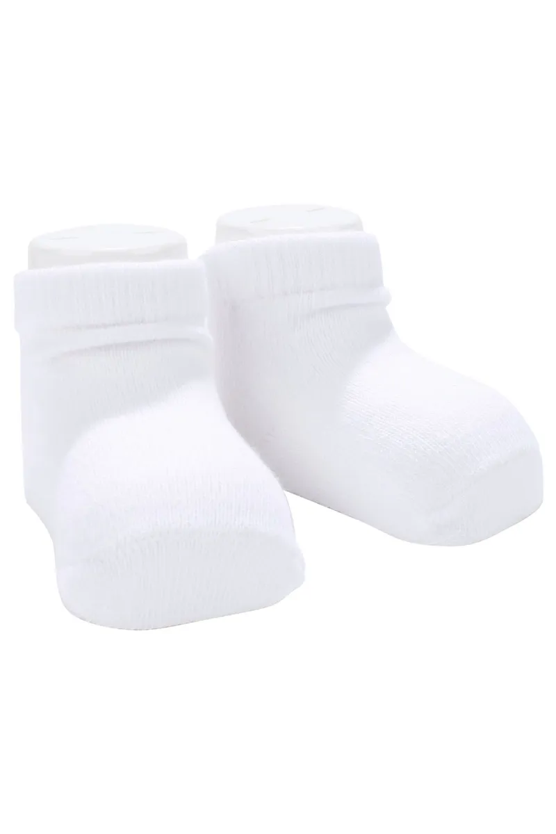 Unisex Beyaz Düz Patik Çorap 0-6 Ay