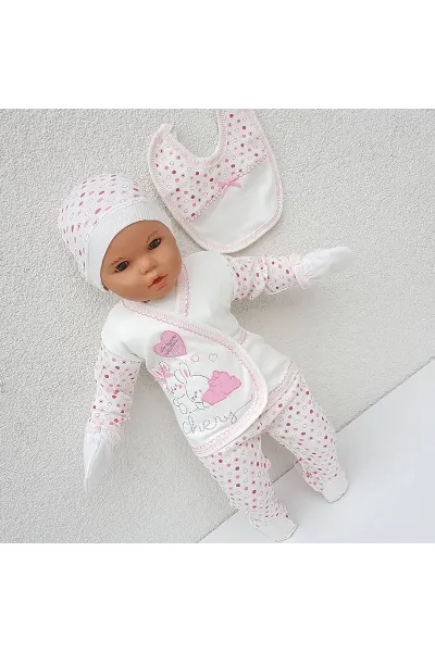 Chery Kalpli Tavşan 5 Parça Bebek Hastane Çıkış Seti - Pembe