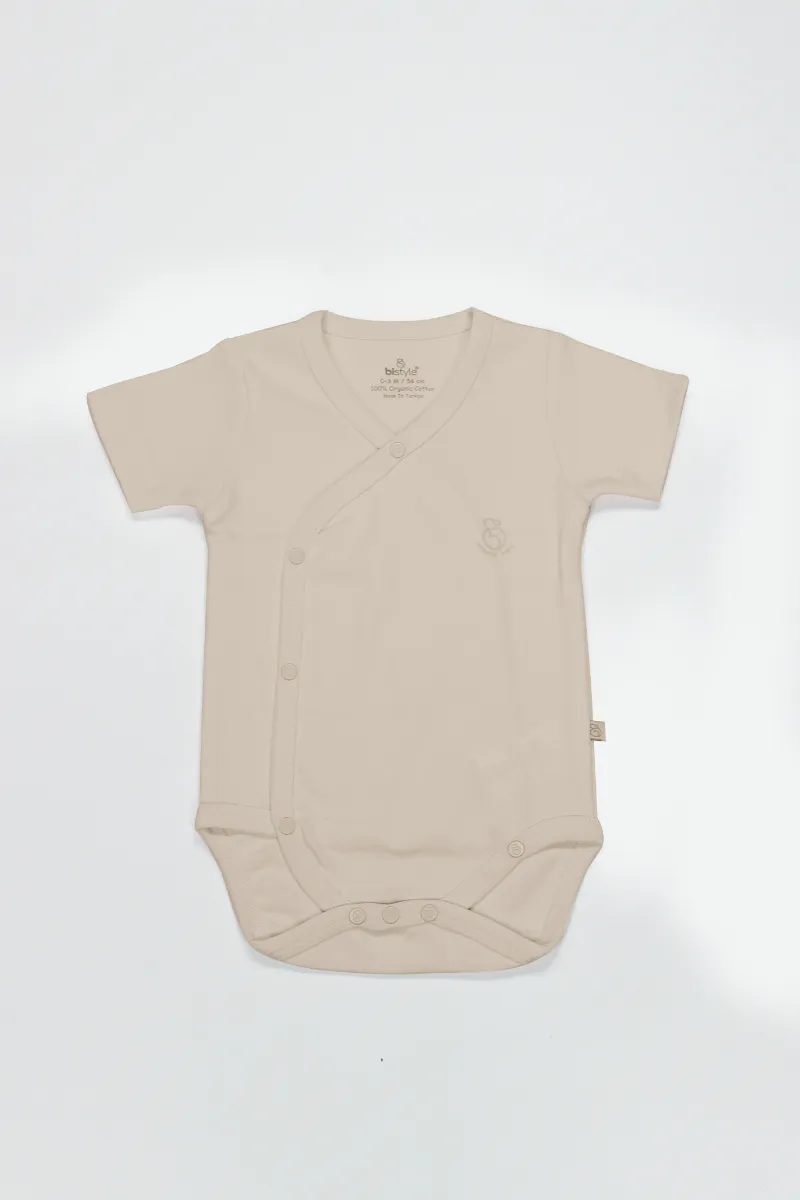 Bistyle Organik Natural Basic Style Kruvaze Yarım Kol Body BS17101 Bej