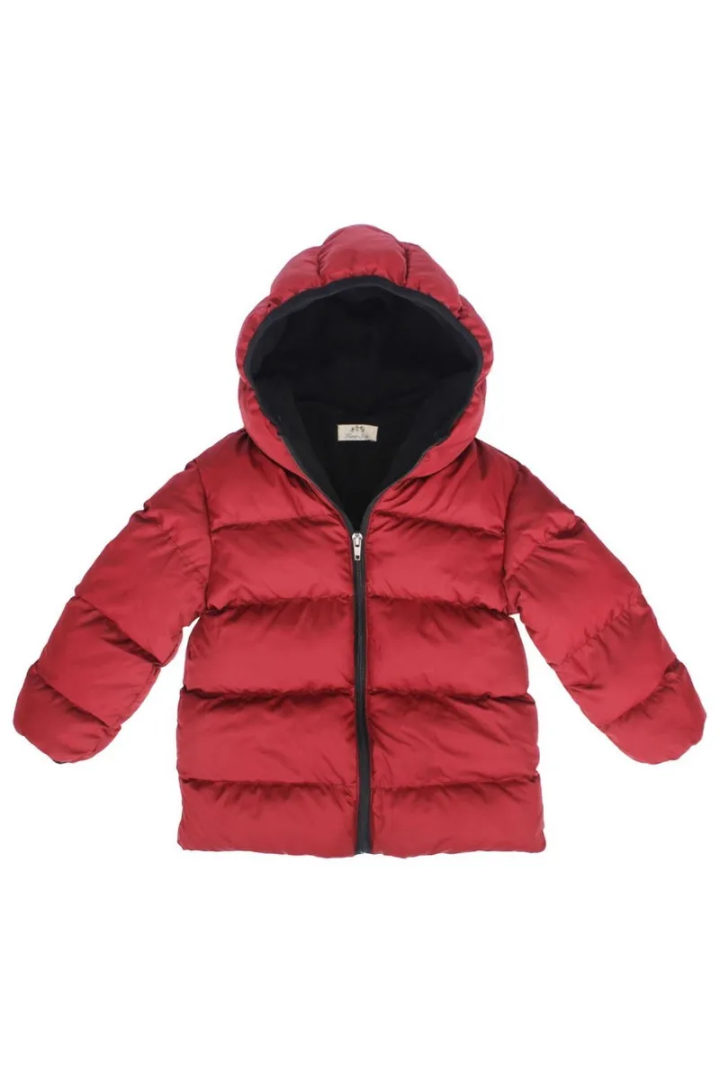 Bordo Kapşonlu Şişme Mont