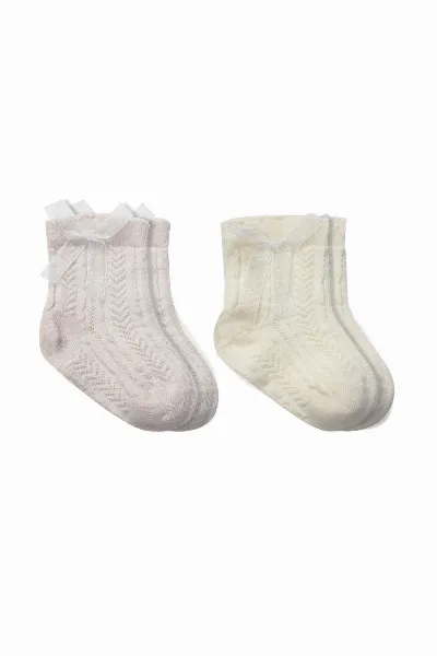 Bistyle Fiyonklu Penye Soket Çorap 2li 10149 Taş