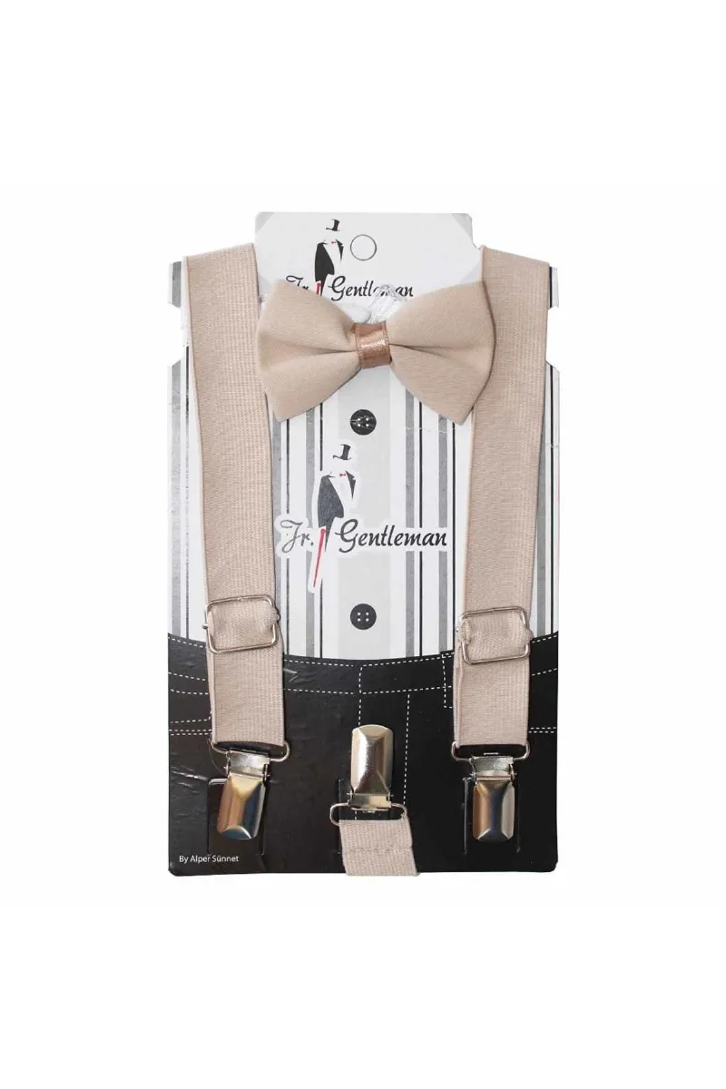 Kahve Lastikli Papyon Pantolon Askısı Set