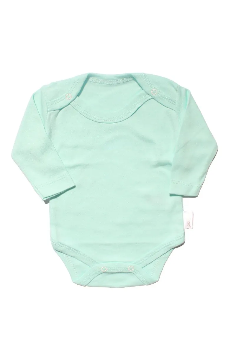 Unisex Sade Su Yeşili Uzun Kollu Çıtçıtlı Zıbın