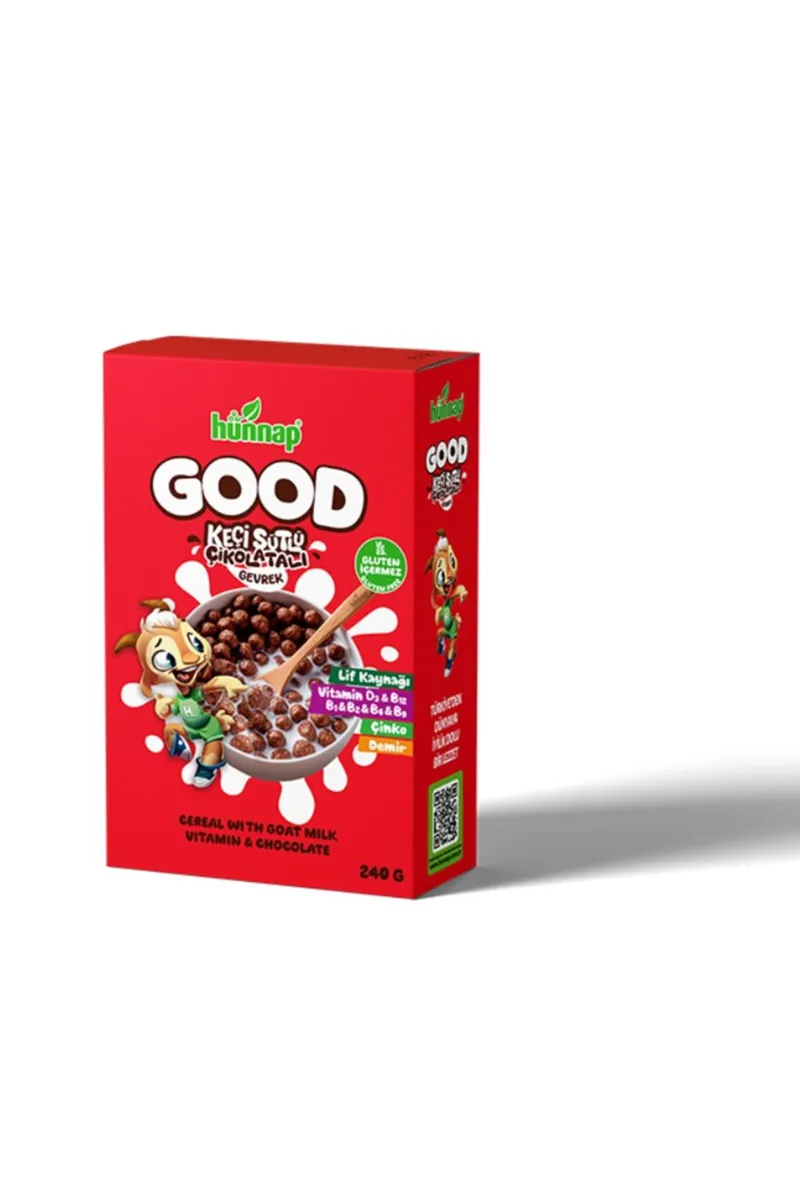 Hünnap Keçi Sütlü Çikolata ve Vitamin Tahıllı Glutensiz Gevrek 240 Gr