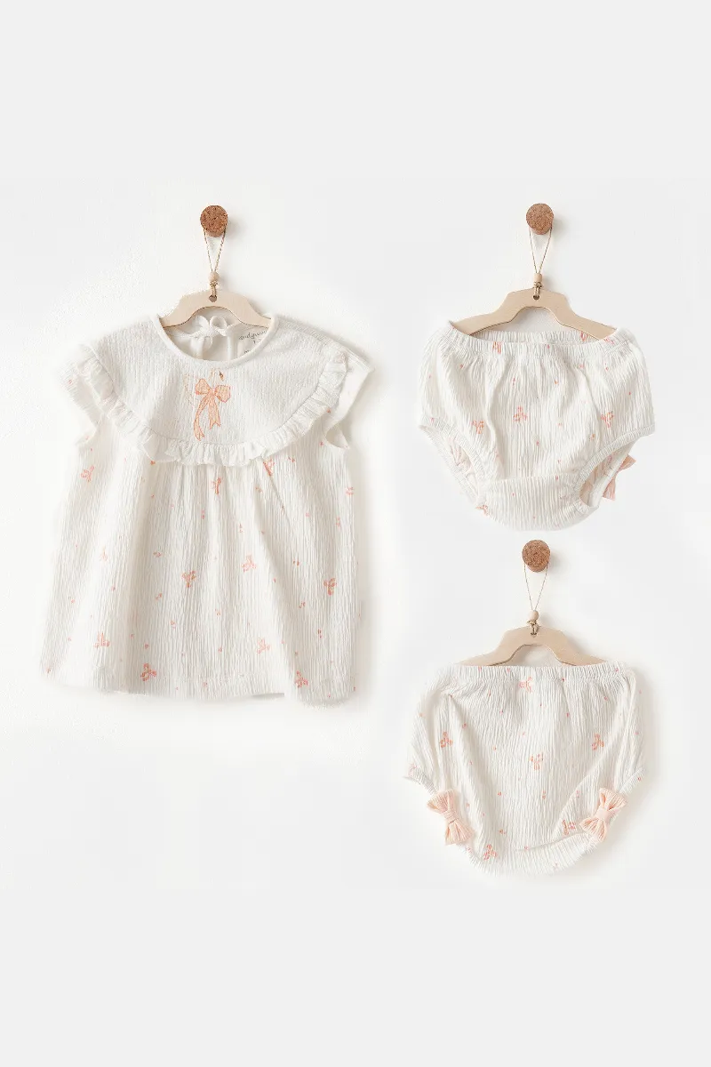Andywawa AC26541 Little Swan Love Elbise Takım Ekru