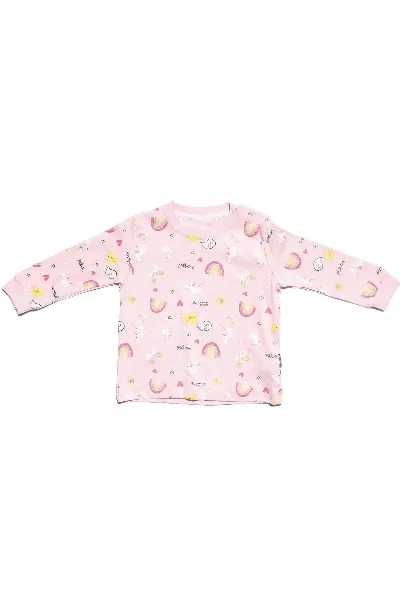Kız Bebek Pudra Güneş Gökkuşağı Baskılı 2'li Body Set