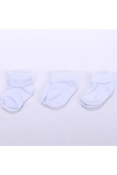 Unisex Beyaz 3'lü Bebek Çorap 0-6 AY