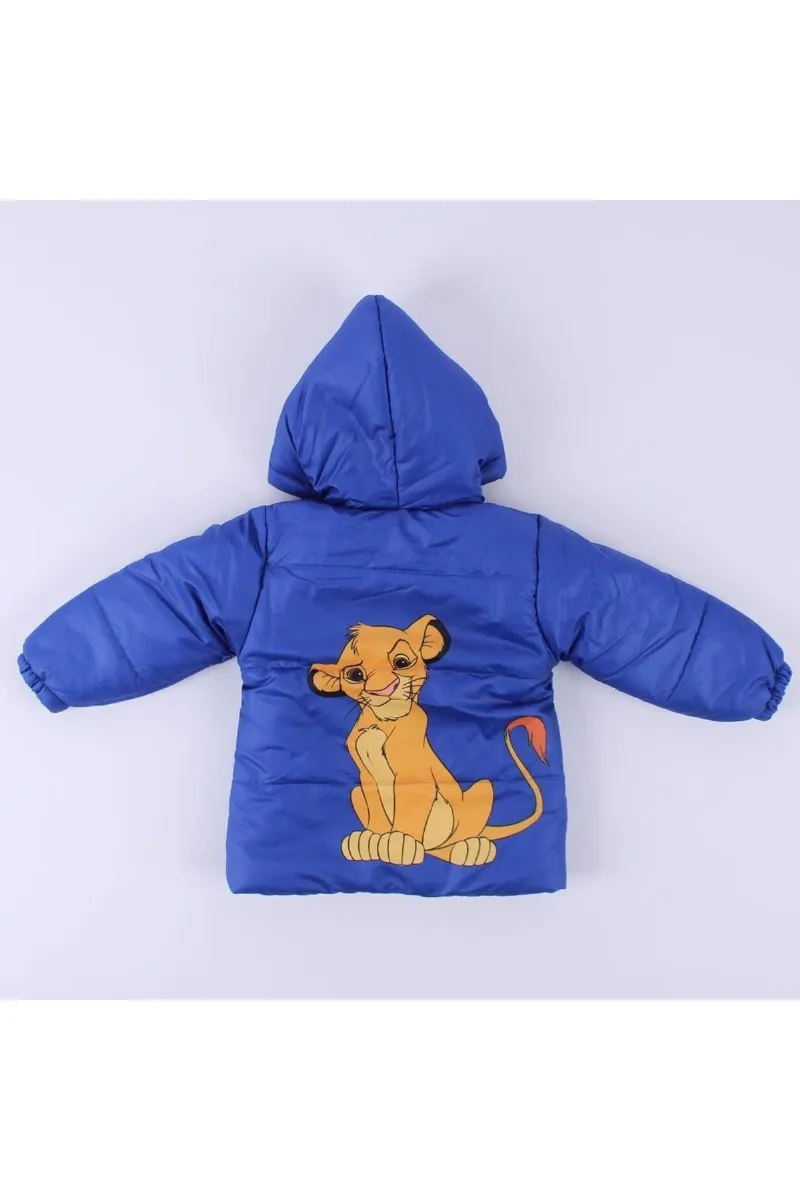 Mavi Simba Baskılı Kapşonlu Mont