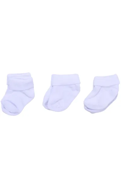 Unisex Beyaz 3'lü Bebek Çorap 0-6 AY