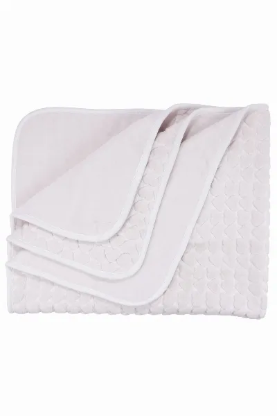 Ekru Kalp Kabartmalı Kalın Peluş Battaniye 100*120 cm