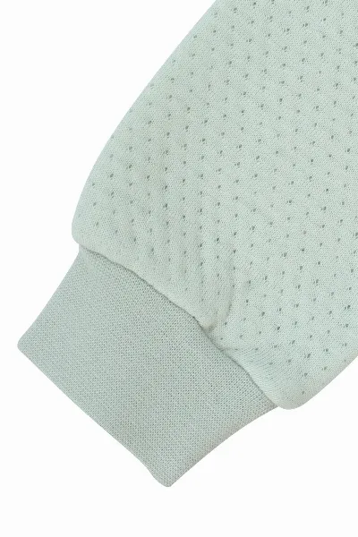 Kız Bebek Su Yeşili Kapitoneli Kapüşonlı Çıtçıtlı Me Nakışlı Hırka