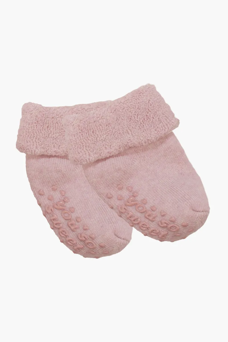 Unisex Pudra Kıvrık Sweet Kaydırmaz Taban Havlu Çorap