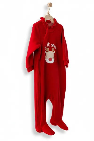 Andywawa AC25332 Happy Newyear Kadife Bebek Tulum Red
