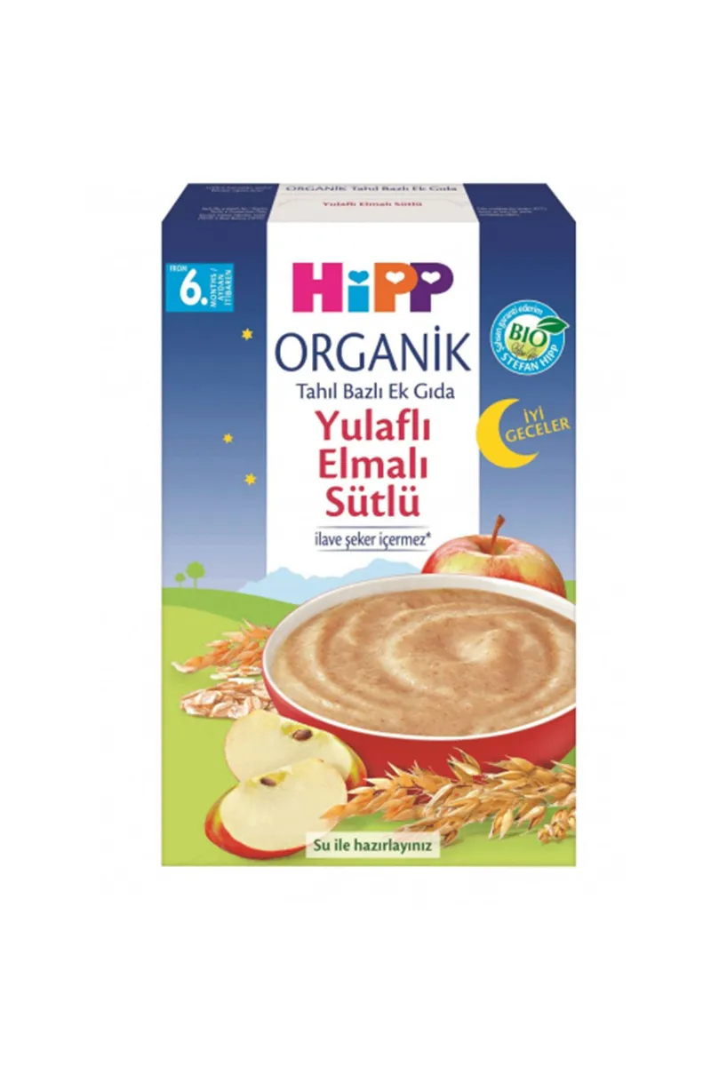 Hipp Organik İyi Geceler Sütlü Yulaflı Elmalı Tahıl Bazlı Ek Gıda 250 Gr