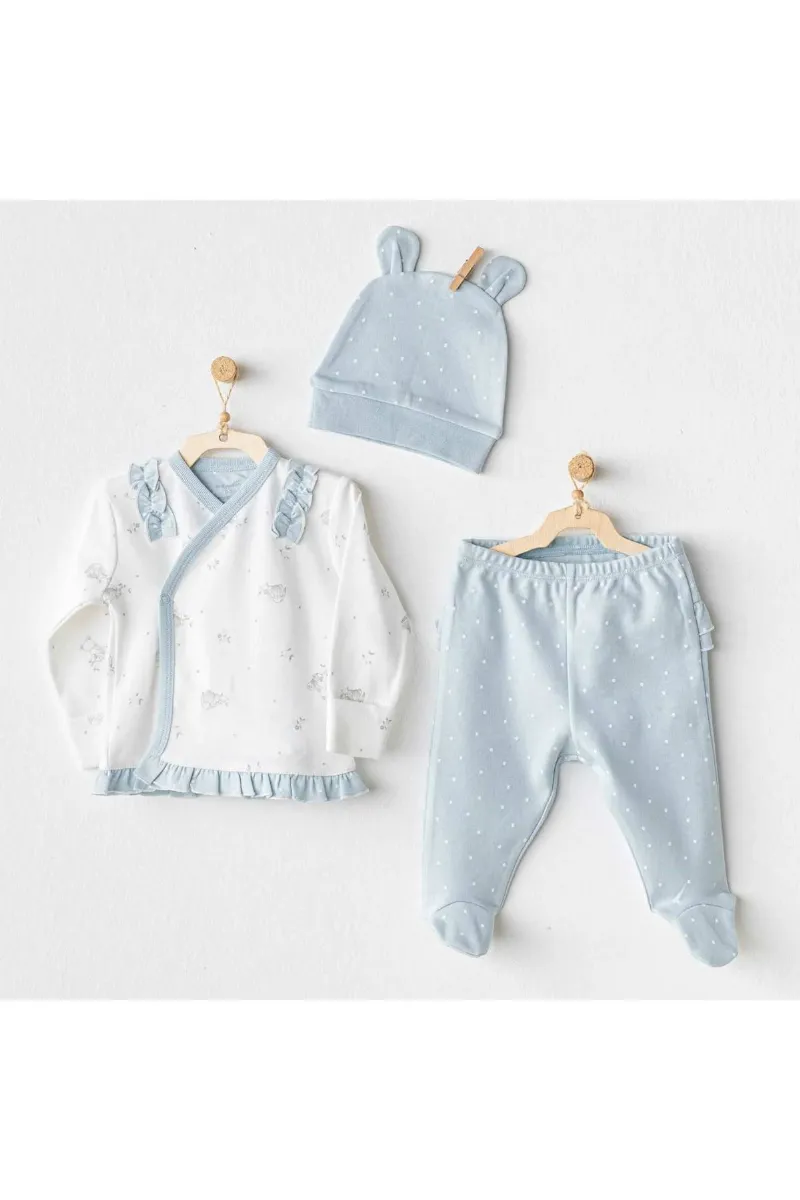 Andywawa AC25646 Cuddly Bunny Bear 3'Lü Zıbın Set Blue