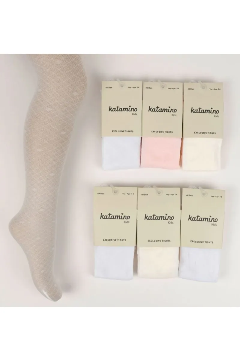 Katamino Sumire İnce Desenli Kız Külotlu Çorap K60237 Asorti