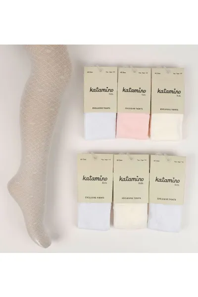 Katamino Sumire İnce Desenli Kız Külotlu Çorap K60237 Asorti