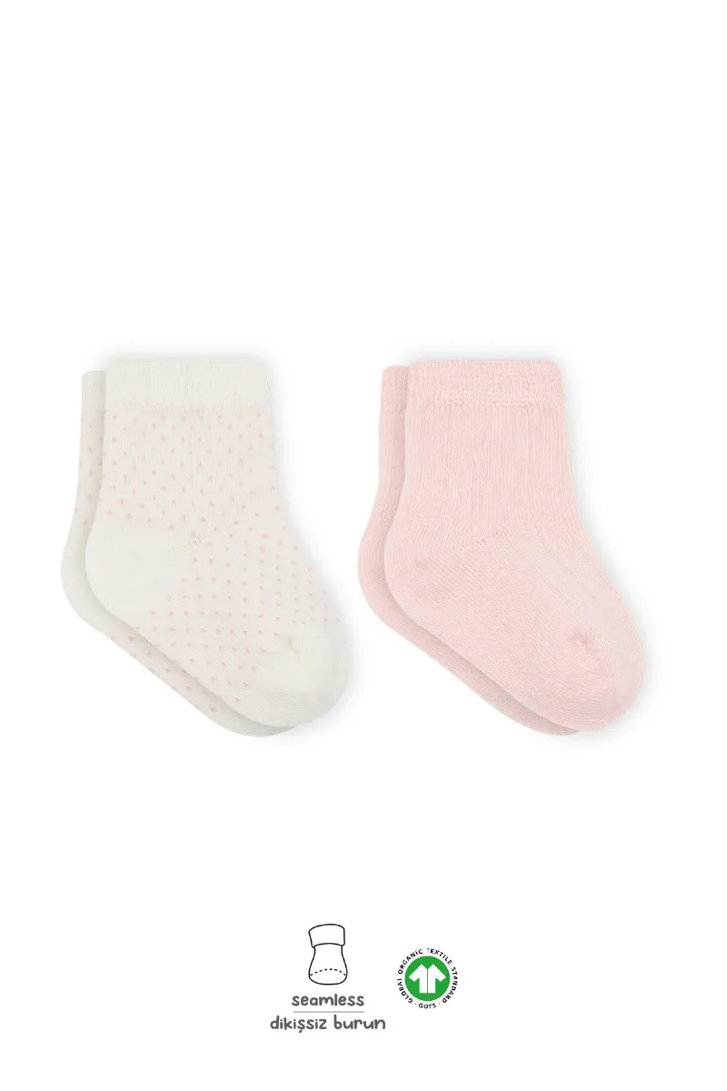 Bistyle Puan Derby Penye Soket Çorap 2li 10103 Pembe Ekru