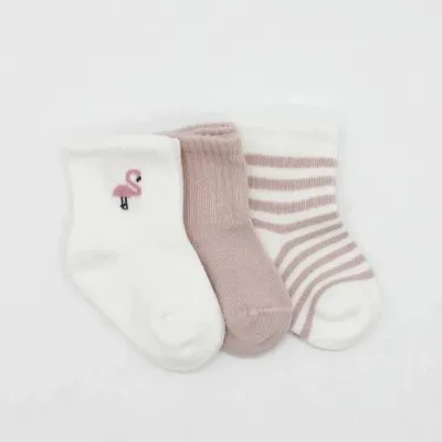 Bistyle Flamingo Girl 3'lü Penye Soket Çorap 10136 Ekru
