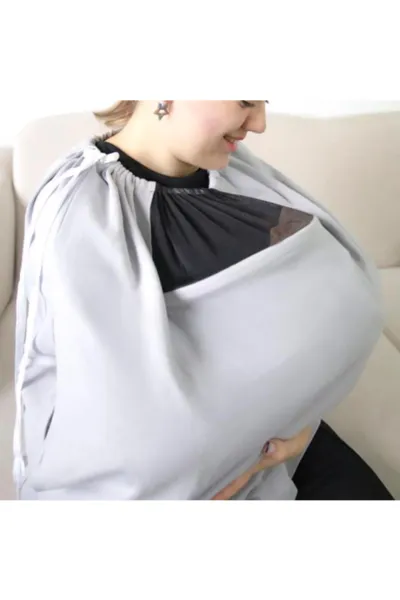 BabyJem Tül Pencereli Emzirme Önlüğü 735 Gri