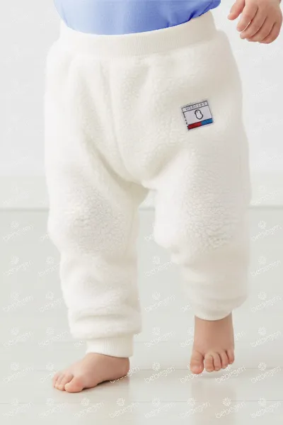 Unisex Ekru Welsoft Peluş Tek Alt